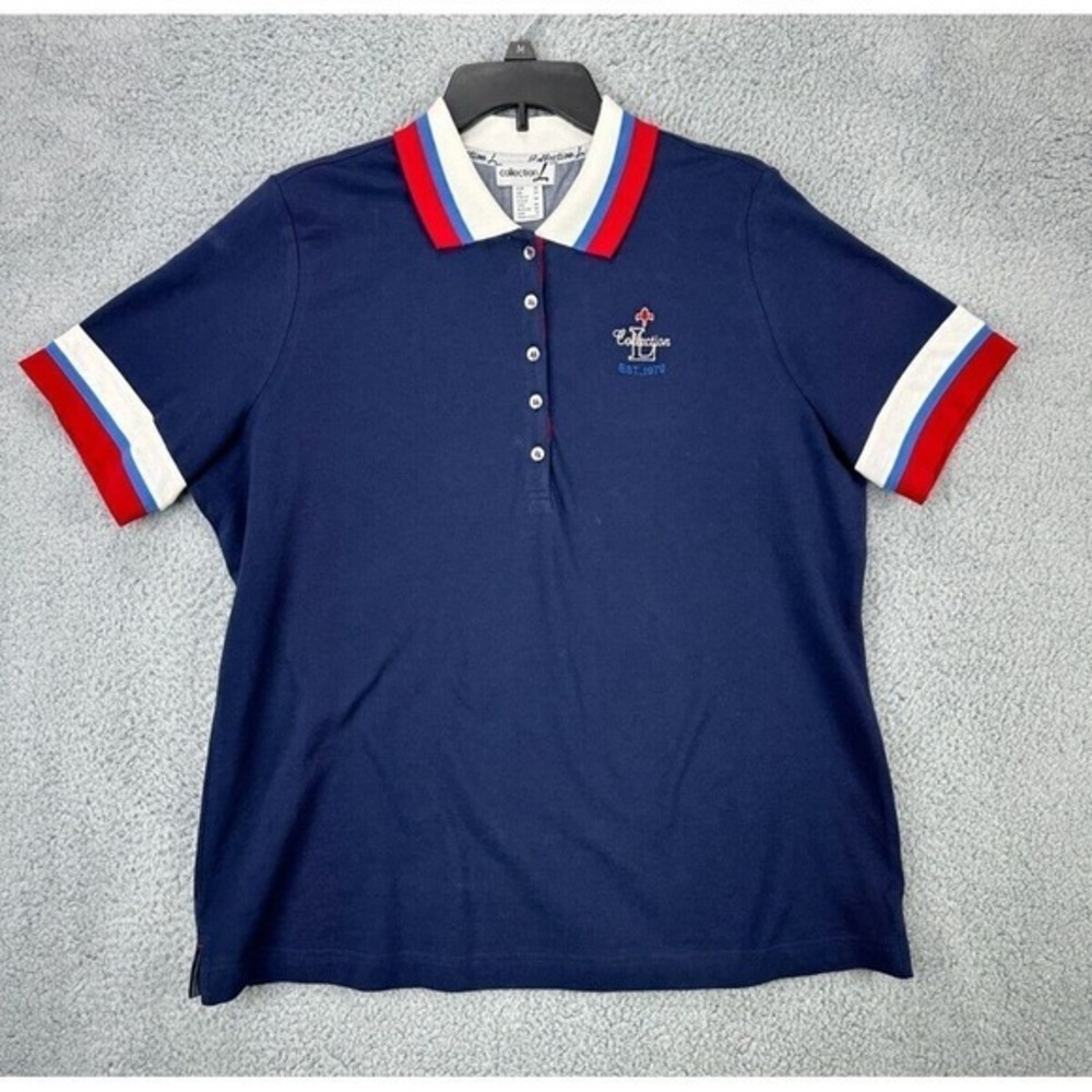 Collection L Polo Shirt Womens 14 Blue Stitched Logo 100% Cotton Rugby Ladies